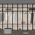 Modern Glass Door Wardrobe Interior With Hanging Clothes Built in Lighting And Shoe Storage