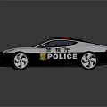 Functional Police Vehicle with Modern Sports Car Design Black White Yellow Livery Police Lights Emblem