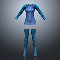 Modern Sleek Futuristic Blue Outfit With Detailed Top And Long Boots
