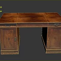 Antique Wooden Desk Featuring Classic Design With Drawers And Cabinet Doors