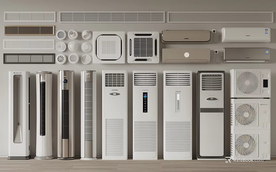 Assorted Air Conditioners and Fans Collection With Multiple Models and Modern Designs 3d model 