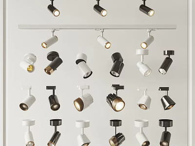 Various Designs Recessed Spotlights And Downlights In Black And White Colors 3d model