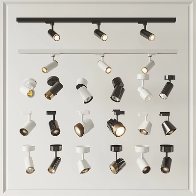 Various Designs Recessed Spotlights And Downlights In Black And White Colors 3d model
