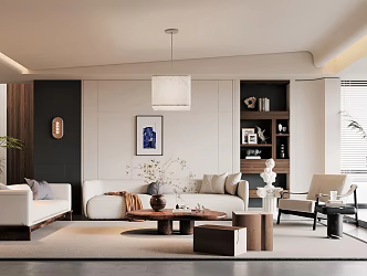 Quiet living room fabric sofa combination 3d model