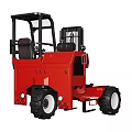 Red Industrial Forklift with Black Frame and Large Wheels for Heavy Duty Material Handling
