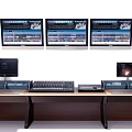 Professional Commercial Control Room Equipment With Multiple Monitors And Consoles