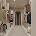 Elegant Modern Retail Store Interior With Arched Doorways Pendant Lights And Display Tables