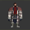 A Bearded Man Wearing Red And Purple Argyle Coat Red Vest Black Pants White Shoes