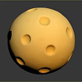 Adorable Yellow Moon Sphere With Smiling Face Black Eyes Red Mouth And Craters