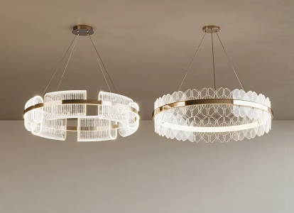Cream wind chandelier 3d model