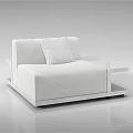 Modern White Fabric Single Sofa With Cushion And Side Table Minimalist Design 3d model