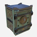 Vintage Commercial Safe Equipment With Green Metal Casing Brass Dial And Decorative Engravings