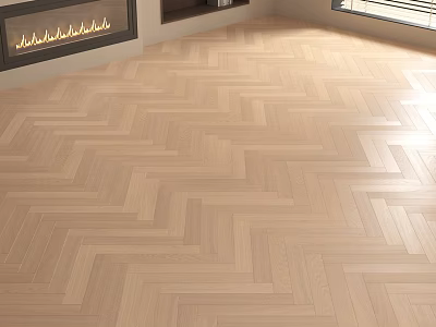 Light Tone Herringbone Wooden Flooring With Natural Wood Grain In Bright Interior 3d model