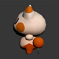 Cute White And Orange Cartoon Game Character With Round Cheeks Orange Ears And Tail Ball