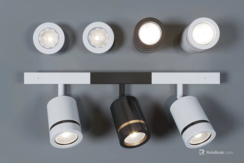 Modern Downlights And Spotlights In White And Black With Sleek Design For Home Lighting 3d model 