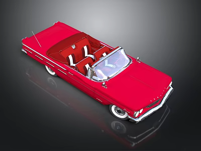 Red Classic Convertible Car With Open Top And Leather Seats 3d model