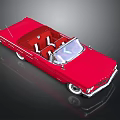 Red Classic Convertible Car With Open Top And Leather Seats