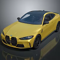 Yellow BMW Sports Coupe With Black Roof And Modern Shiny Exterior Design