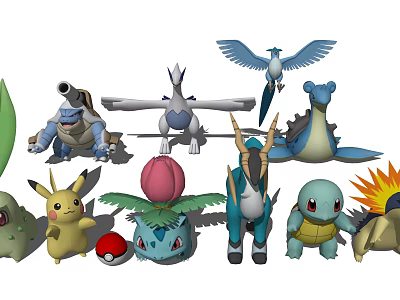 Iconic Classic Pokémon Game and Anime Characters Featuring Pikachu Charizard Bulbasaur 3d model