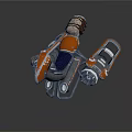 Advanced Astronautical Robot 3D Model With Orange Gray Mechanical Structure For Space Missions