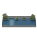 Modern Swimming Pool Design Featuring Blue Water And Decorative Plants On Tile Floor