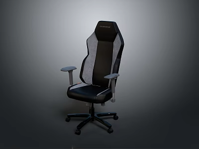 Ergonomic Black Gray Gaming Chair With Adjustable Armrests And Swivel Base 3d model