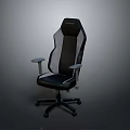 Ergonomic Black Gray Gaming Chair With Adjustable Armrests And Swivel Base