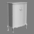 Elegant Classic Shoe Cabinet With Dark Wood Finish Gold Accent Handles And Decorative Curved Legs