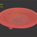 Carved Orange Decorative Dish With Intricate Edge Patterns And Small Base Stand