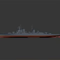 Large Detailed Warship Model Featuring Multiple Turrets Masts And Naval Deck Equipment 3d model