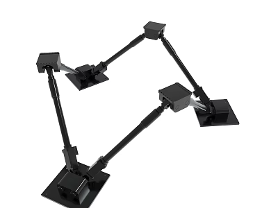 Black Metal Multi Jointed Rotatable Adjustable Mechanical Arms With Square Base 3d model