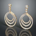 Elegant Stylish Golden Earrings With Multi Layered Circular Hoops And Pearl Diamond Inlays
