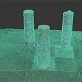 Ancient Stone Pillars Standing On Green Grassy Field With Weathered Texture 3d model
