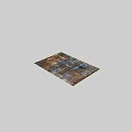 Stylish Square Rug With Brown Blue Abstract Pattern For Modern Living Room