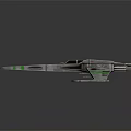 Detailed Futuristic Space Starfighter Model With Gray Green Design And Wings