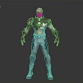 Male Sci Fi Warrior Character With Blue White Tech Combat Suit And Blonde Hair
