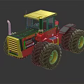Toy Tractor Model With Red Yellow Body Large Tires And Shiny Surface