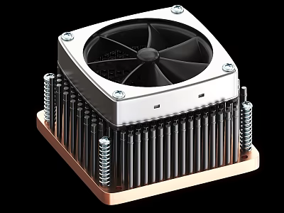 Industrial Heat Sink Cooling System With Fan Metal Fins And Copper Base 3d model