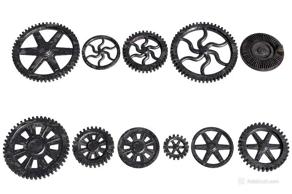 Industrial Metal Gears Of Various Sizes As Hardware Tools Collection 3d model 