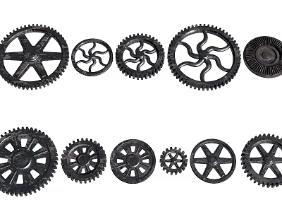 Industrial Metal Gears Of Various Sizes As Hardware Tools Collection 3d model