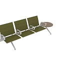 Modern Public Chairs With Green Seats White Metal Frames And Attached Small Table