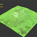 3D Terrain Model Featuring Mountain Peak With Green Vegetation And White Snowy Top