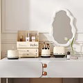 Elegant Vanity Table With Perfume Bottles Cosmetics Storage Boxes And Mirror 3d model