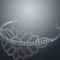 Silver Crown Headband With Shiny Embedded Diamonds And Dark Background Reflection 3d model