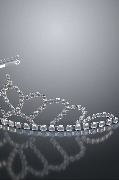 Silver Crown Headband With Shiny Embedded Diamonds And Dark Background Reflection 3d model