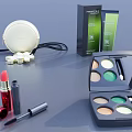 Perfume and Cosmetics Collection With Lipstick Eyeshadow Palette Powder Compact and Mascara