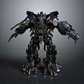 Detailed Mechanical Robot Figure With Metallic Armor And Weapon Attachments 3d model