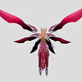Fantasy Game and Movie Character with Pink Red Wings Blonde Hair and Ornate Outfit