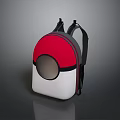 Modern Red And White Backpack With Black Accents And Circular Transparent Window