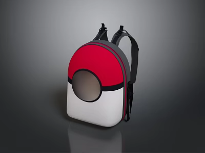 Modern Red And White Backpack With Black Accents And Circular Transparent Window 3d model Modern Red And White Backpack With Black Accents And Circular Transparent Window 3d model